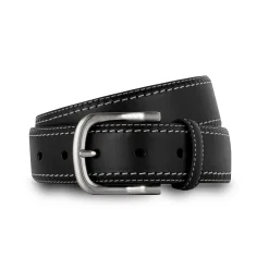 Clearance LodinG Ceinture cuir et surpiqûre contrastée Noir