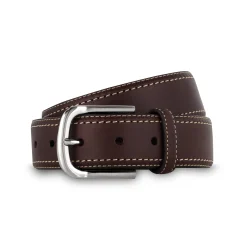 Clearance LodinG Ceinture cuir et surpiqûre contrastée Marron