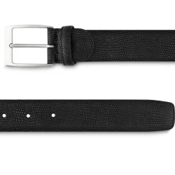 Cheap LodinG Ceinture cuir façon lézard Noir