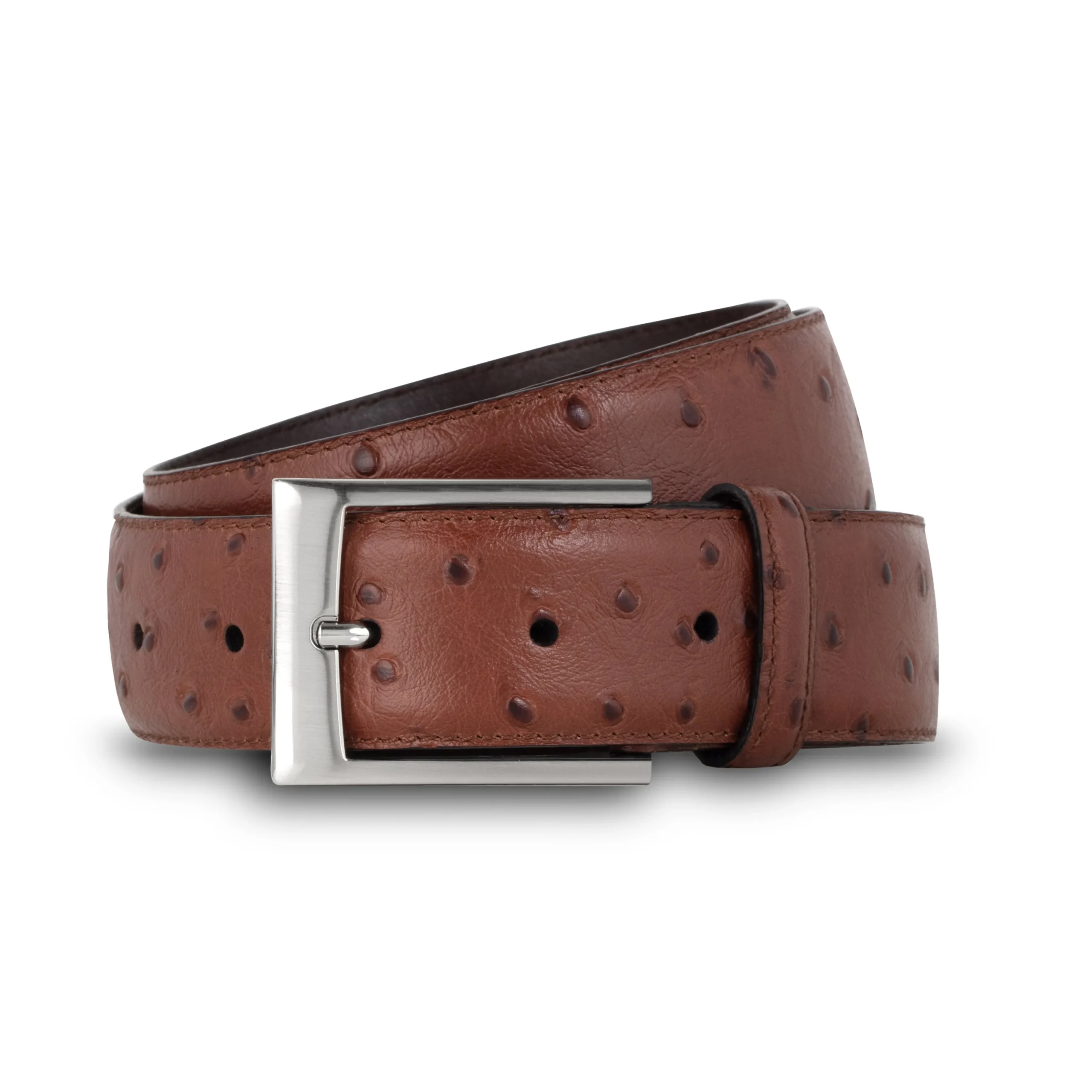 Sale LodinG Ceinture homme en cuir façon autruche Marron