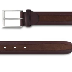 Store LodinG Ceinture homme en cuir lisse et veau velours Marron