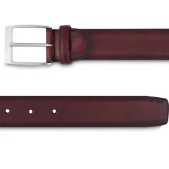 Best LodinG Ceinture homme en cuir lisse Bordeaux