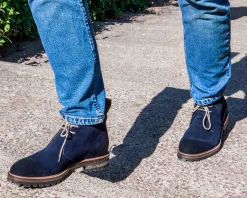 Best Sale LodinG Desert Boots Firmo 393 veau velours bleu Bleu foncé