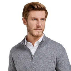 Flash Sale LodinG Pull col zip laine Mérinos et cachemire Gris